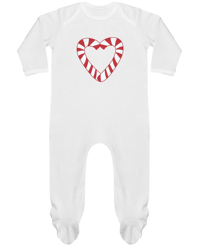 Baby Sleeper long sleeves Contrast Christmas Candy Cane Heart by tunetoo