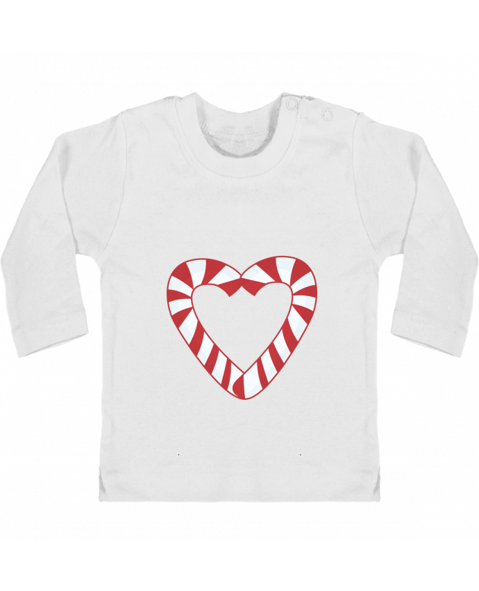 Camiseta Bebé Manga Larga con Botones  Christmas Candy Cane Heart manches longues du designer tunetoo