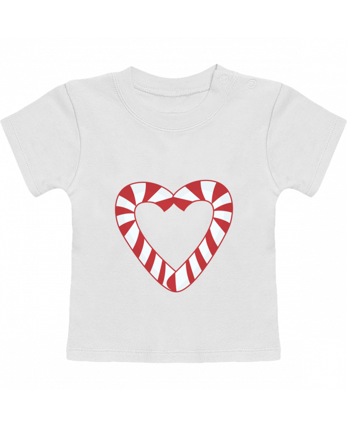 T-shirt bébé Christmas Candy Cane Heart manches courtes du designer tunetoo