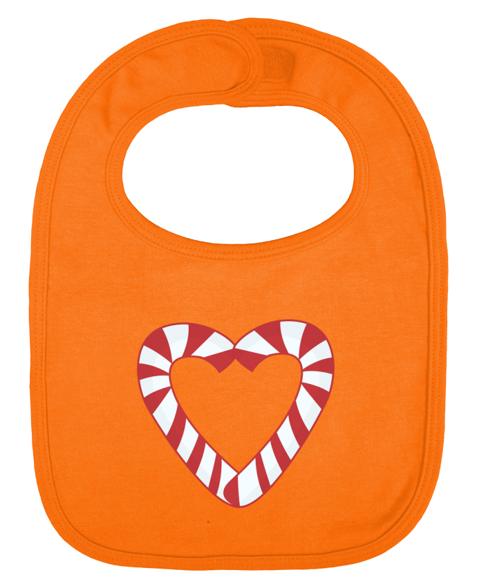 Baby Bib plain and contrast Christmas Candy Cane Heart by tunetoo