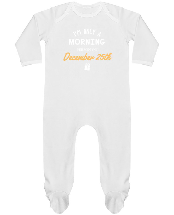Baby Sleeper long sleeves Contrast Christmas - Morning person on December 25th by tunetoo