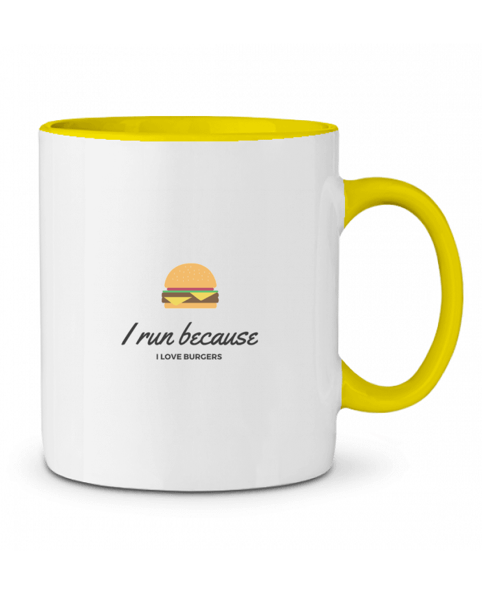 Taza Cerámica Bicolor I run because I love burgers followmeggy