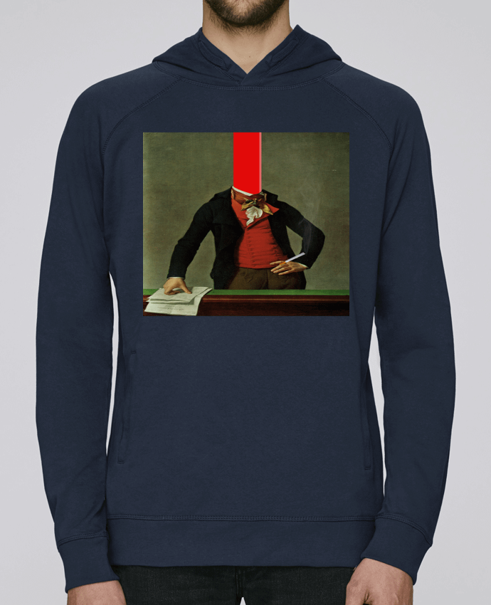 Hoodie Raglan sleeve welt pocket The red stripe in the head and the cigarette in the hand by Marko Köppe