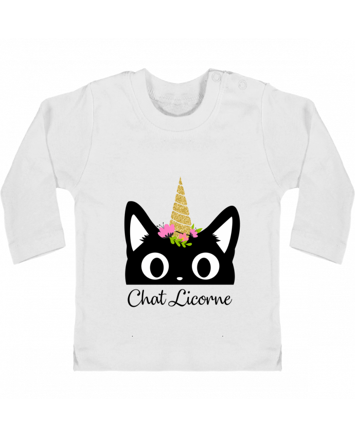 Baby T-shirt with press-studs long sleeve Chat Licorne manches longues du designer Nana