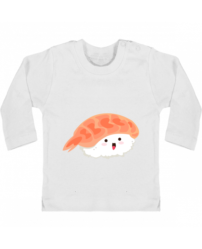 Baby T-shirt with press-studs long sleeve Sushis Crevette manches longues du designer Nana