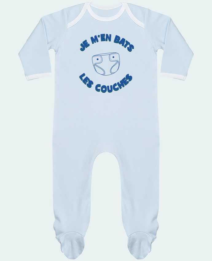 Baby Sleeper long sleeves Contrast Je m'en bats les couches - Humour bébé by tunetoo