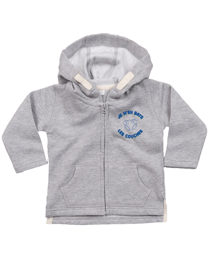 Hoddie with zip for baby Je m'en bats les couches - Humour bébé by tunetoo