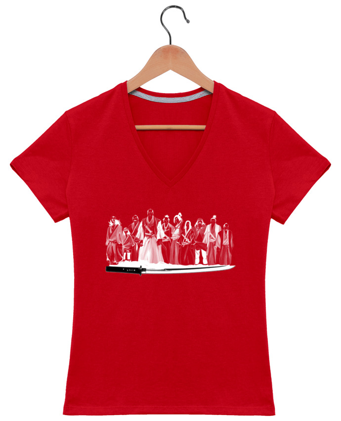 T-shirt femme col V Gang samouraï par MCATIL