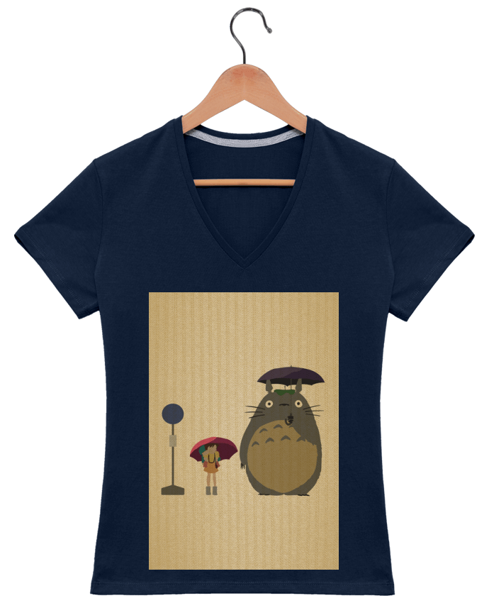 T-shirt femme col V Totoro Flat par Dust