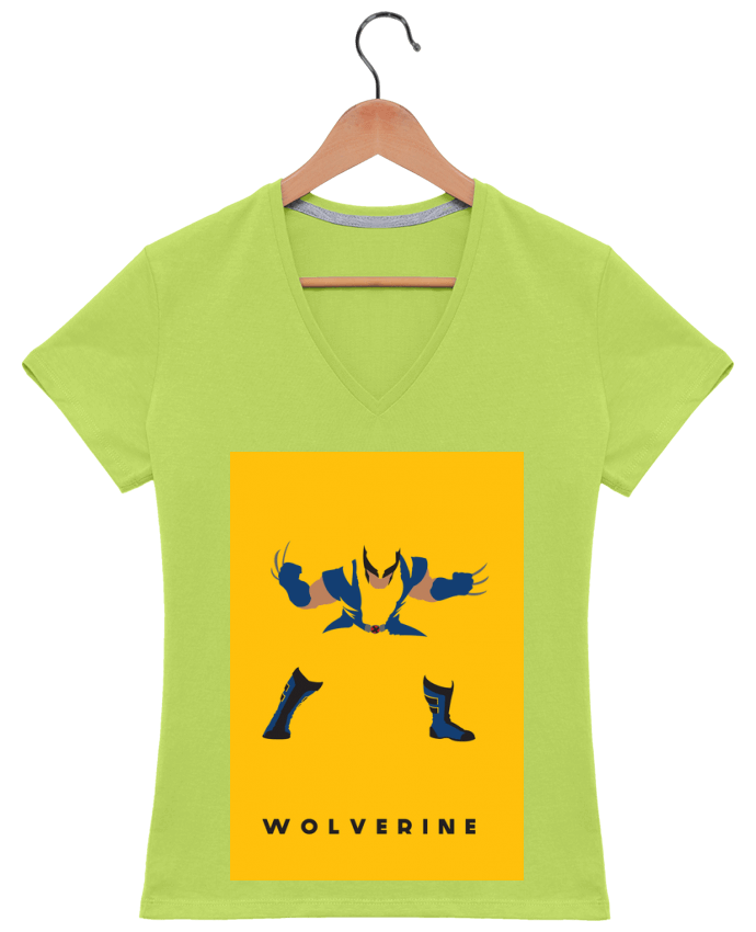 Camiseta Mujer Cuello en V Wolverine Flat por Dust