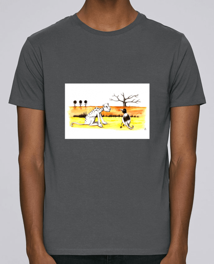 T-Shirt Léopard et oiseau, un curieux diaogue dans la savane par Lia Illustration bien-être