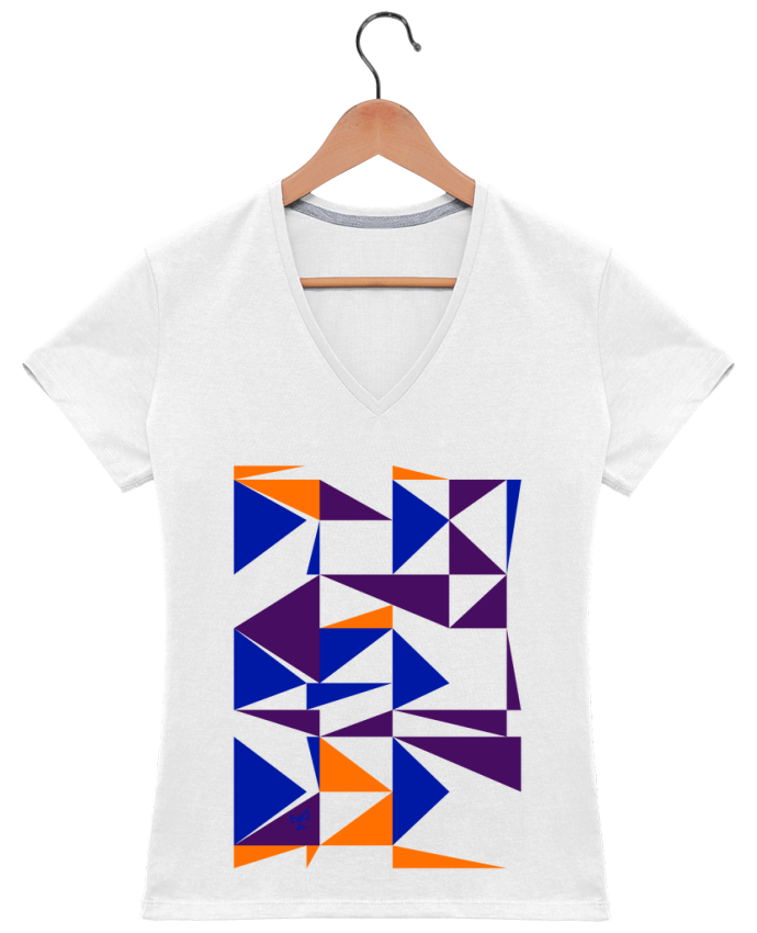 Camiseta Mujer Cuello en V Trio de triangles por Chez-Alice
