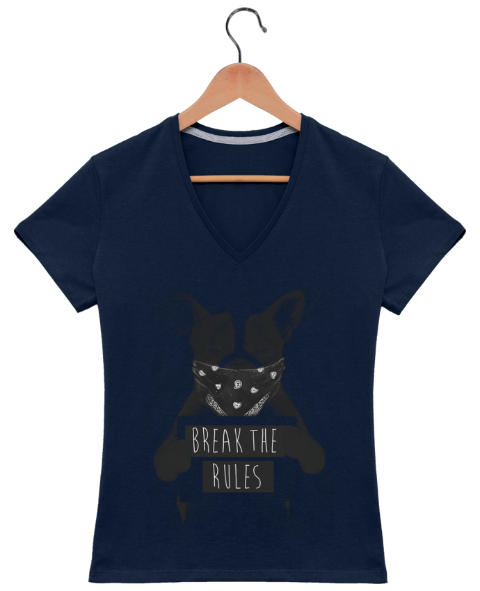 T-shirt femme col V rebel_dog par Balàzs Solti