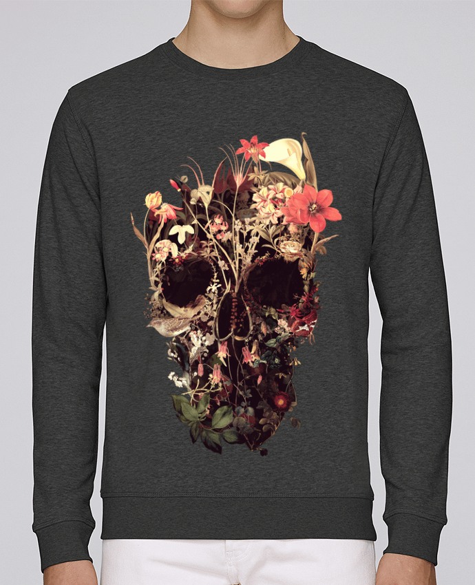 Unisex Sweatshirt Crewneck Medium Fit Rise Bloom Skull by ali_gulec