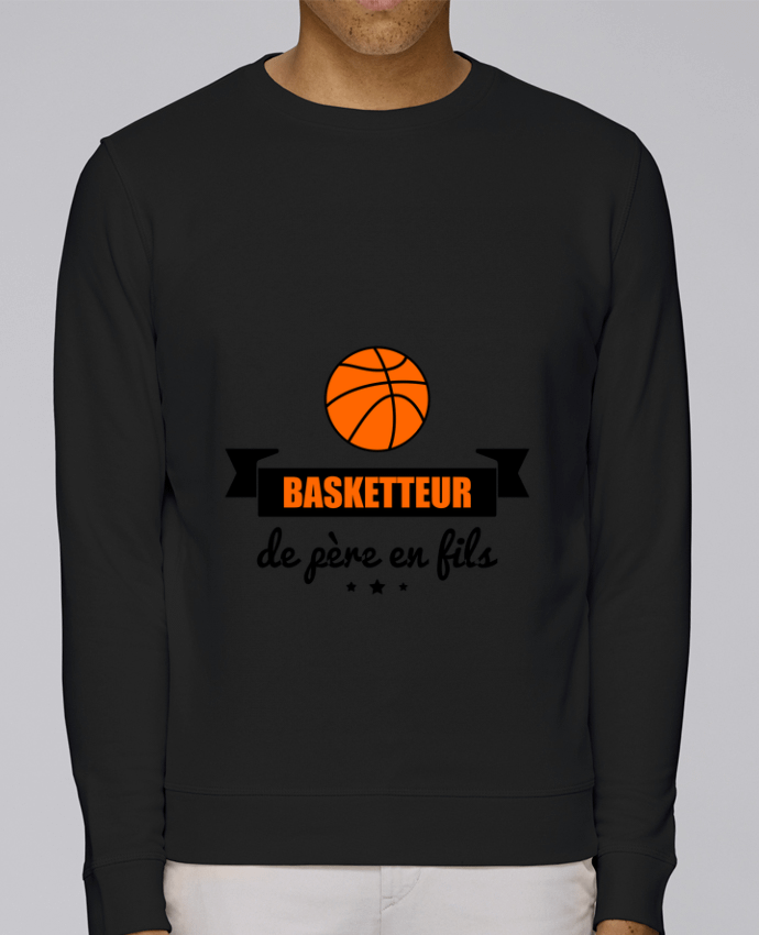 Unisex Sweatshirt Crewneck Medium Fit Rise Basketteur de père en fils, cadeau basket by Benichan