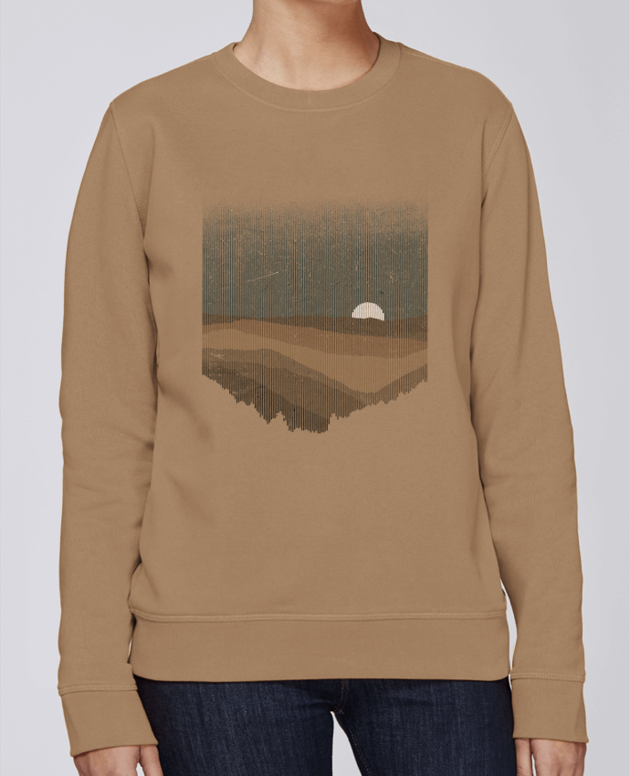 Unisex Sweatshirt Crewneck Medium Fit Rise Moonrise Sepia by Florent Bodart