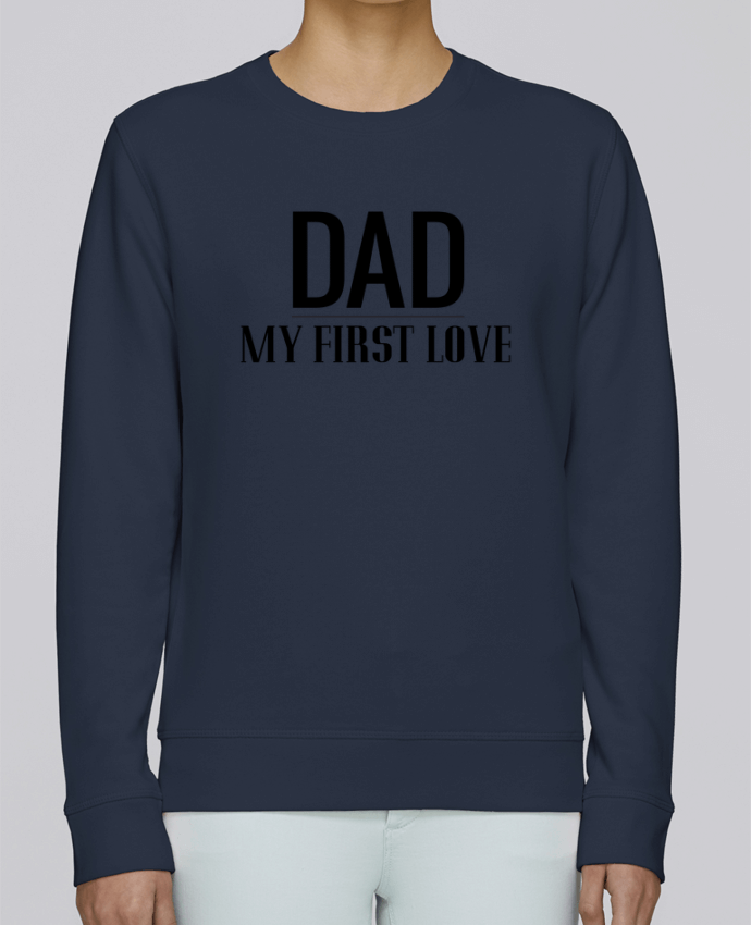 Unisex Sweatshirt Crewneck Medium Fit Rise brodé Dad my first love by tunetoo