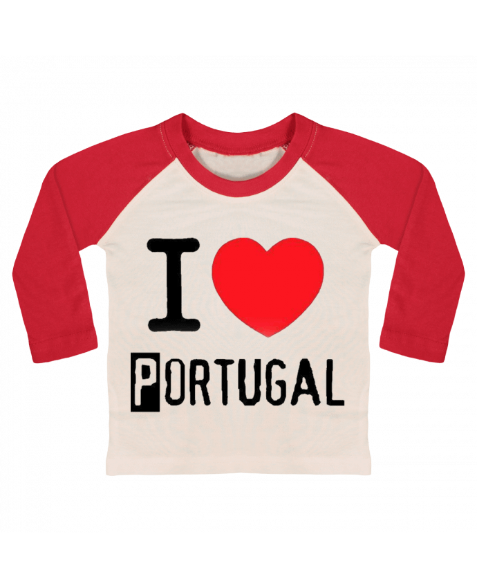 T-shirt baby Baseball long sleeve I Love Portugal by jameslebavard
