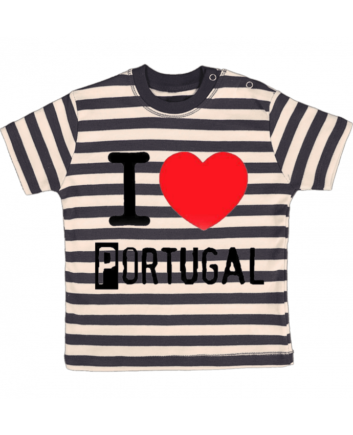 T-shirt baby with stripes I Love Portugal by jameslebavard