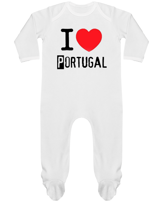 Pijama Bebé Manga Larga Contraste I Love Portugal por jameslebavard