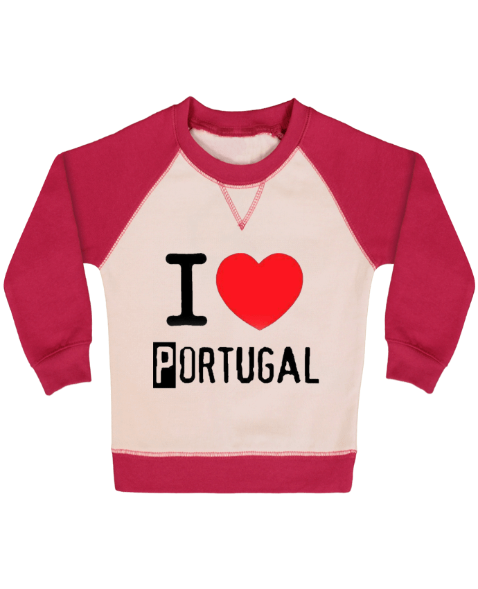 Sweatshirt Baby crew-neck sleeves contrast raglan I Love Portugal by jameslebavard