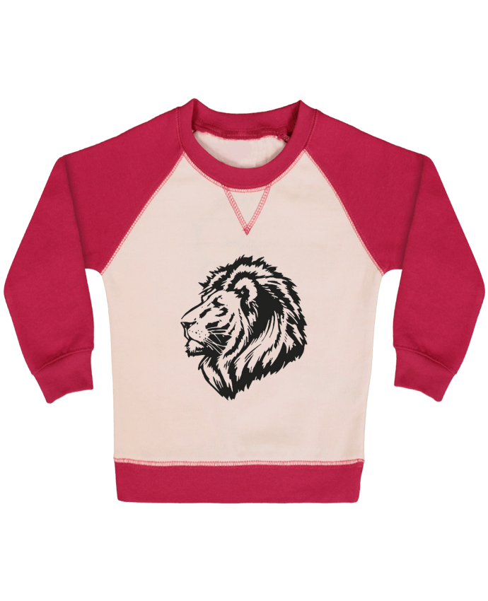 Sweatshirt Baby crew-neck sleeves contrast raglan Proud Tribal Lion by Eleana