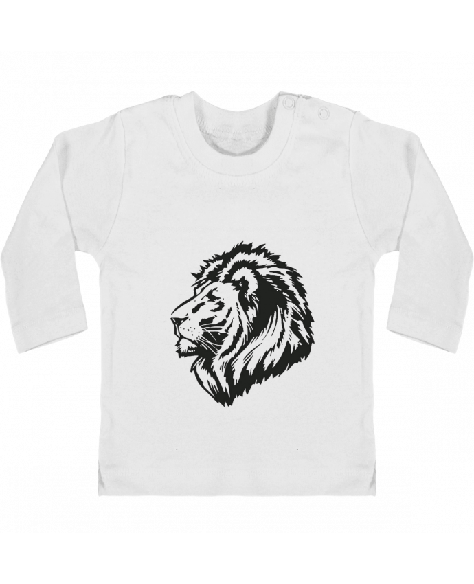 Baby T-shirt with press-studs long sleeve Proud Tribal Lion manches longues du designer Eleana