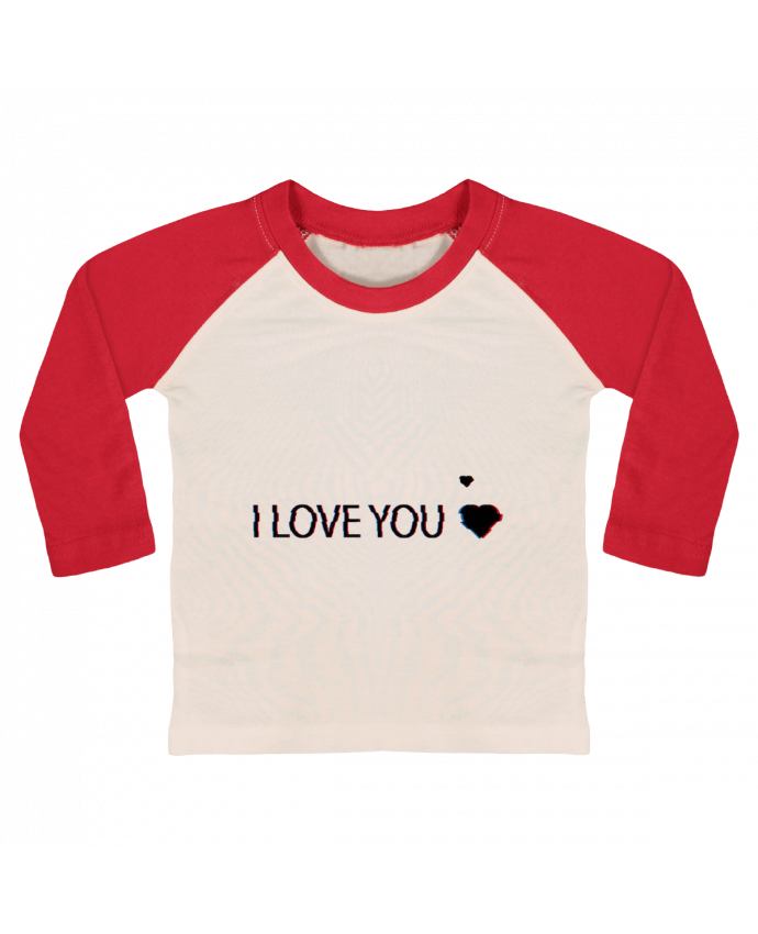 Tee-shirt Bébé Baseball ML I Love You Glitch par Eleana
