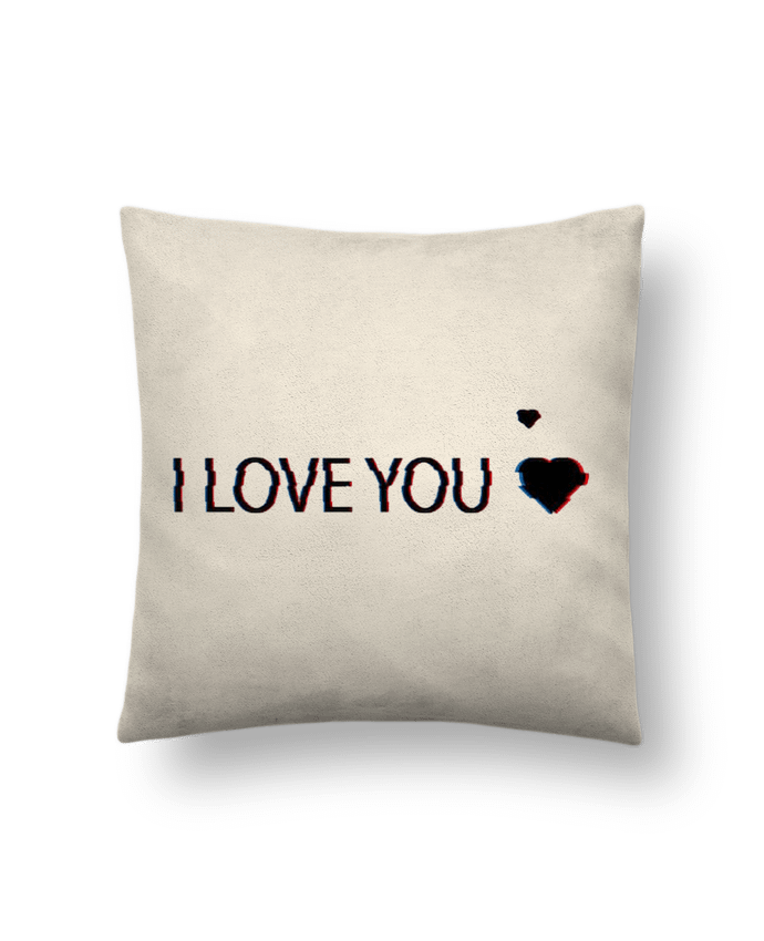 Coussin suédine I Love You Glitch par Eleana