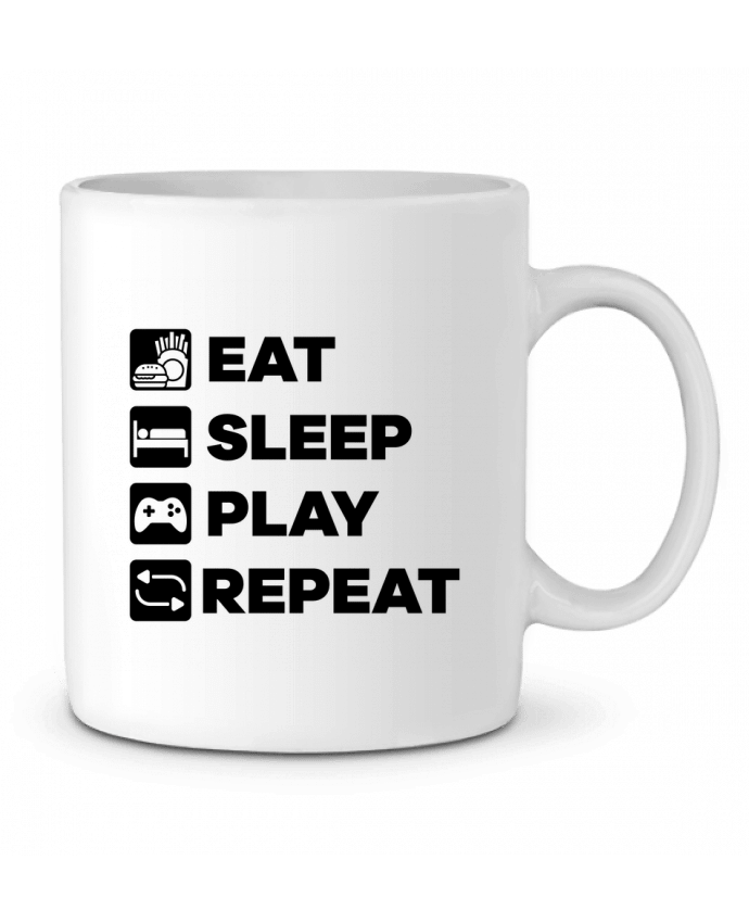 Ceramic Mug Eat Sleep Play Replay by tunetoo