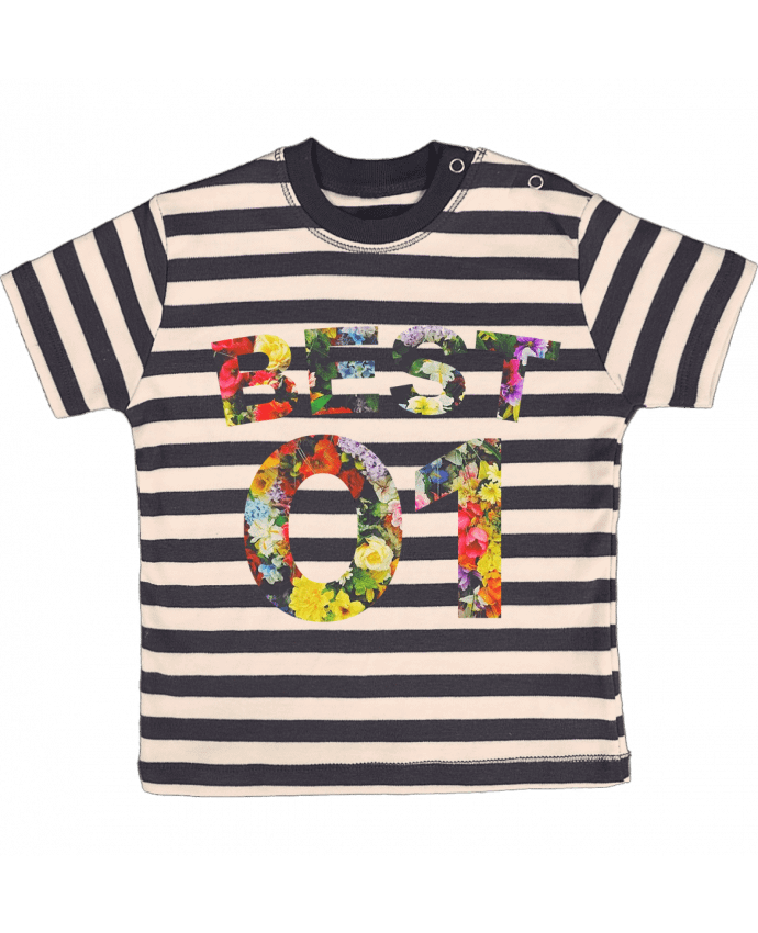T-shirt baby with stripes BEST FRIENDS FLOWER 1 by tunetoo