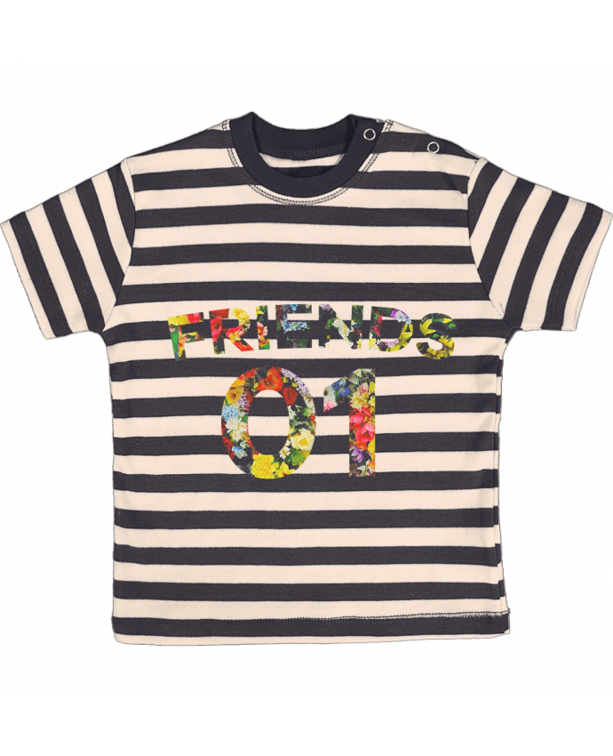 T-shirt baby with stripes BEST FRIENDS FLOWER 2 by tunetoo