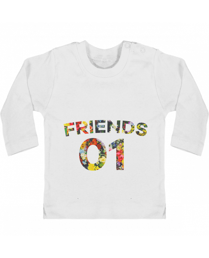Baby T-shirt with press-studs long sleeve BEST FRIENDS FLOWER 2 manches longues du designer tunetoo