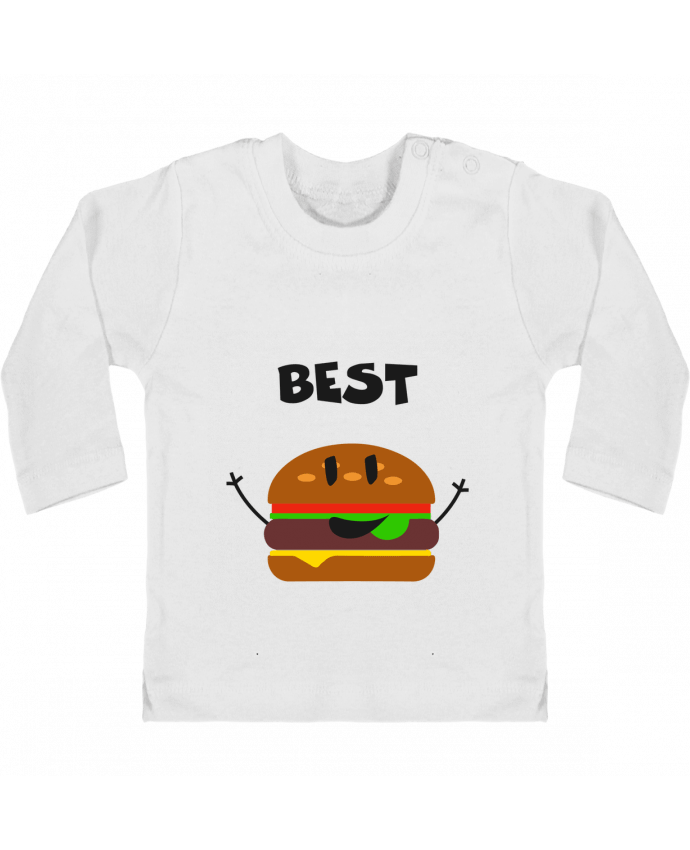 Baby T-shirt with press-studs long sleeve BEST FRIENDS BURGER 1 manches longues du designer tunetoo