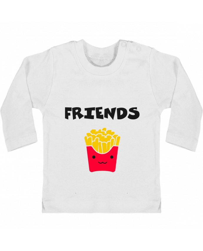 Camiseta Bebé Manga Larga con Botones  BEST FRIENDS FRIES manches longues du designer tunetoo