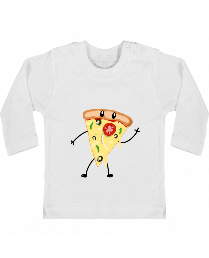 Camiseta Bebé Manga Larga con Botones  Pizza guy manches longues du designer tunetoo