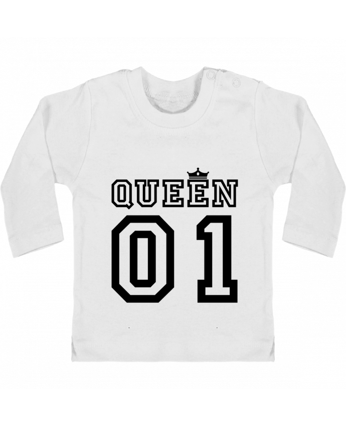 Baby T-shirt with press-studs long sleeve Queen 01 manches longues du designer tunetoo