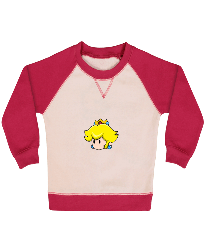 Sweatshirt Baby crew-neck sleeves contrast raglan Princesse Peach Duo by tunetoo