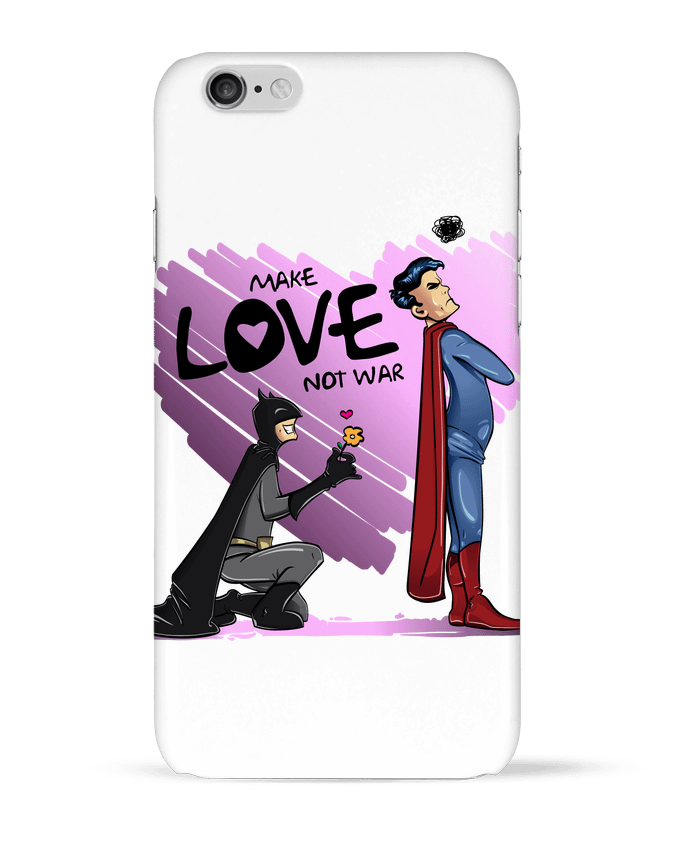 Case 3D iPhone 6 MAKE LOVE NOT WAR (BATMAN VS SUPERMAN) by teeshirt-design.com