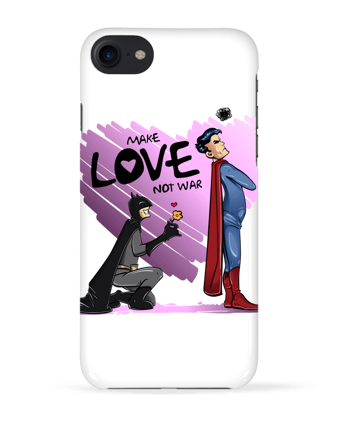 COQUE 3D Iphone 7 MAKE LOVE NOT WAR (BATMAN VS SUPERMAN) de teeshirt-design.com