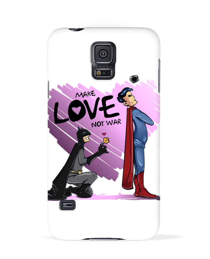 Case 3D Samsung Galaxy S5 MAKE LOVE NOT WAR (BATMAN VS SUPERMAN) by teeshirt-design.com