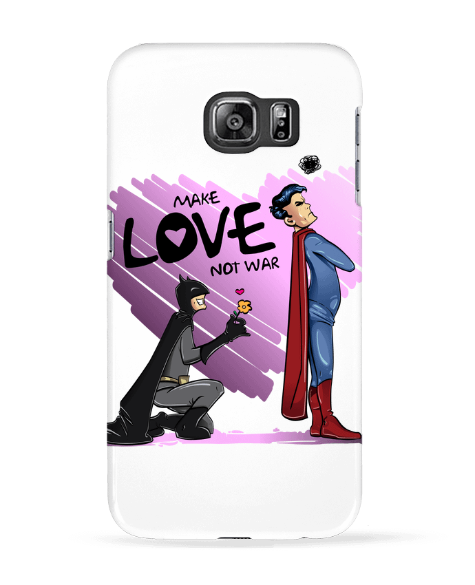 Case 3D Samsung Galaxy S6 MAKE LOVE NOT WAR (BATMAN VS SUPERMAN) - teeshirt-design.com