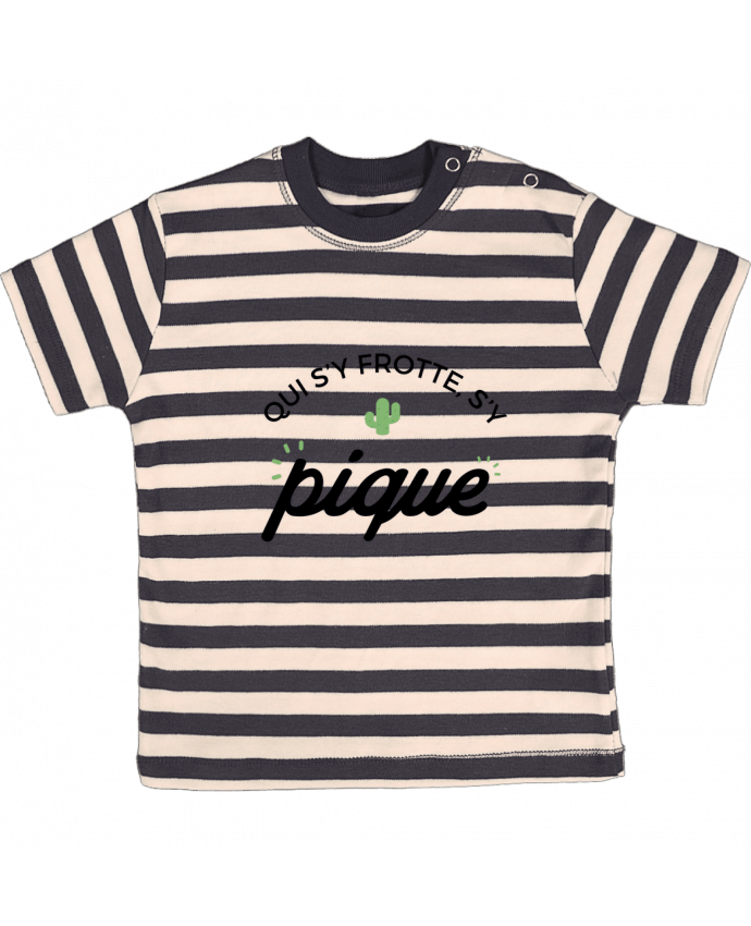 T-shirt baby with stripes Qui s'y frotte d'y pique by Nana