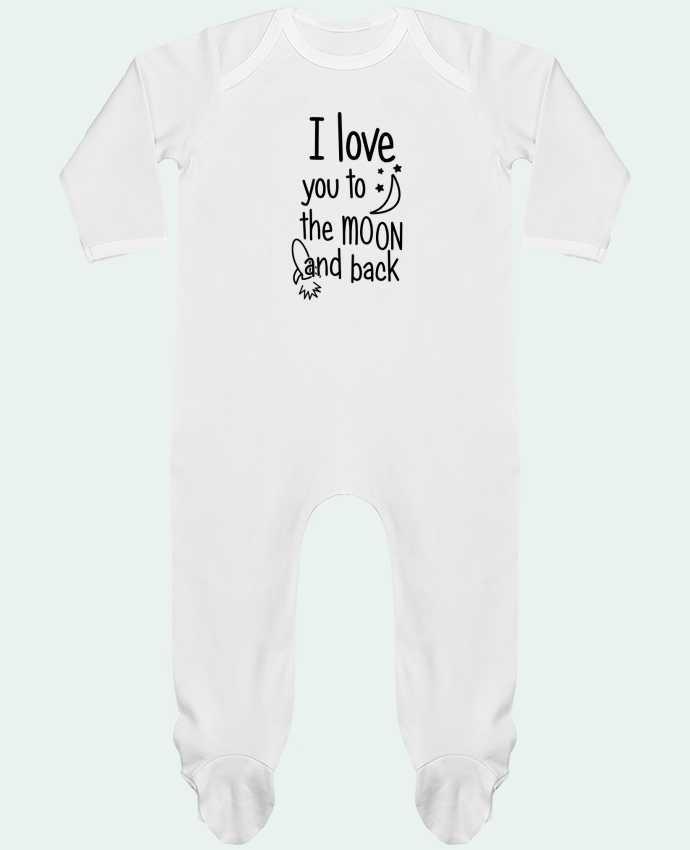 Baby Sleeper long sleeves Contrast I love you to the moon and back by tunetoo