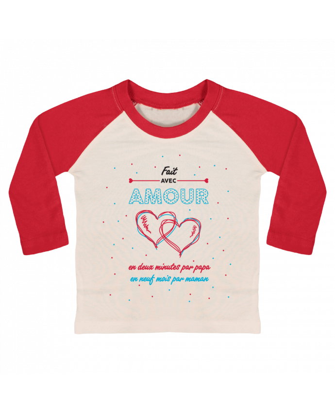 T-shirt baby Baseball long sleeve Fait avec amour by tunetoo