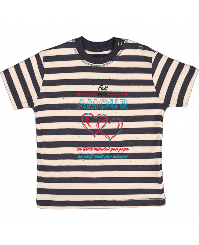 T-shirt baby with stripes Fait avec amour by tunetoo