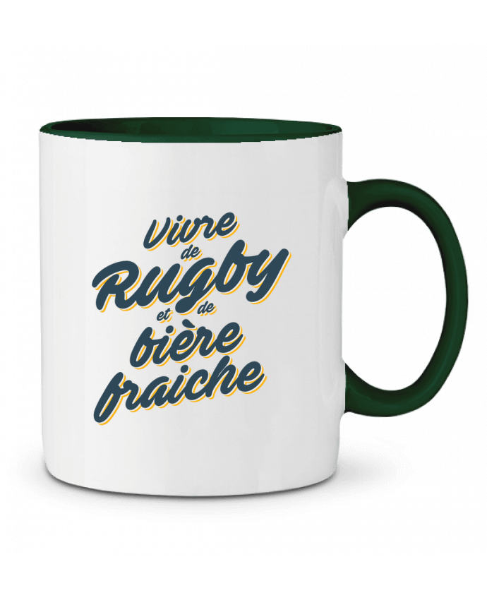 Two-tone Ceramic Mug Vivre de rugby et de bière fraîche tunetoo