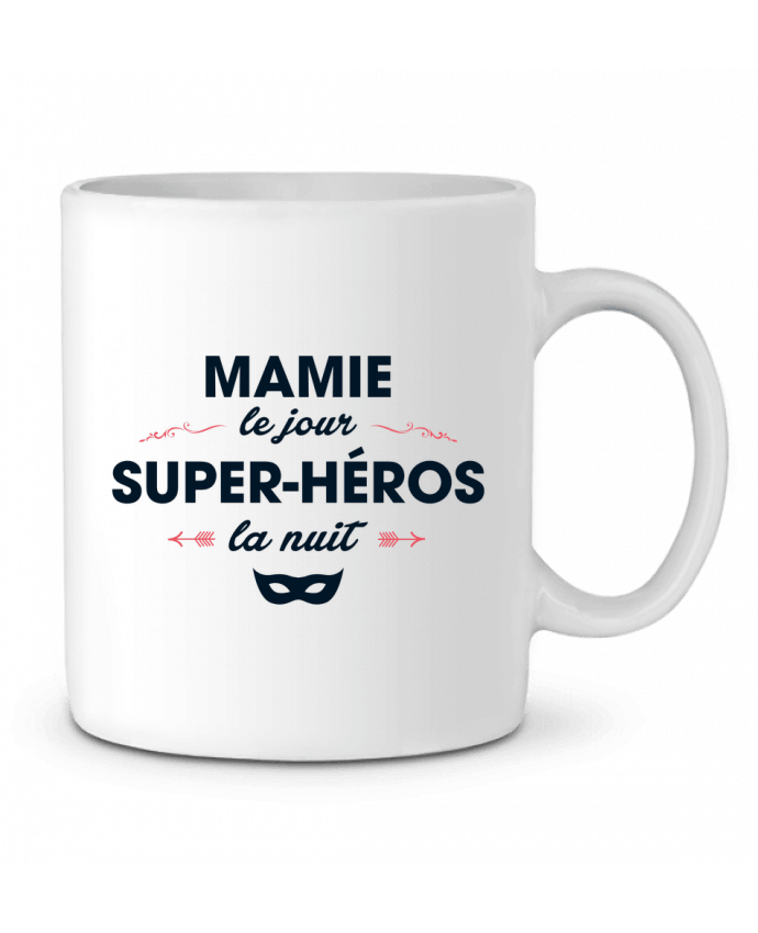 Ceramic Mug Mamie le jour, super-héros la nuit by tunetoo