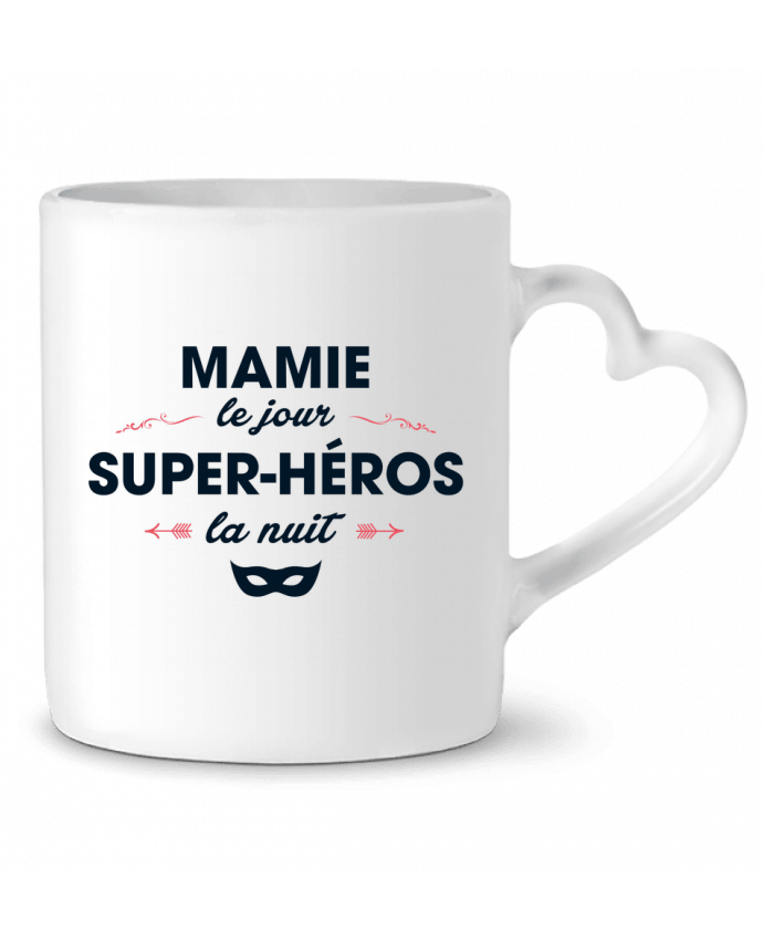 Taza Corazón Mamie le jour, super-héros la nuit por tunetoo