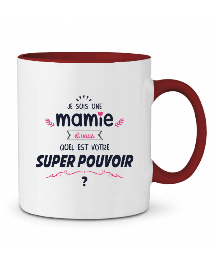 Mug bicolore Mamie et vous, quel est votre super-pouvoir ? tunetoo